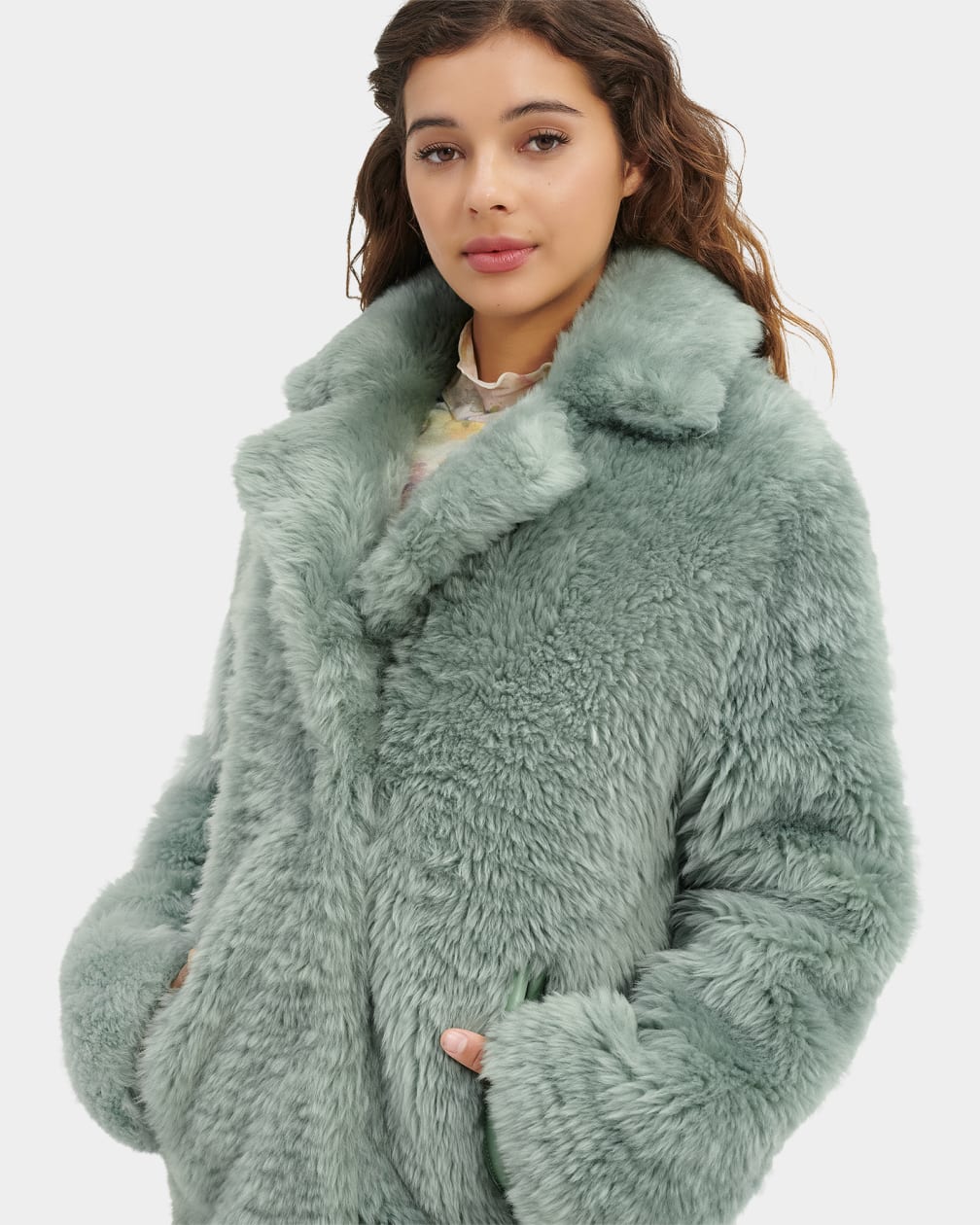 Green Ugg Lianna Shearling Women Coats | 635174-QYZ