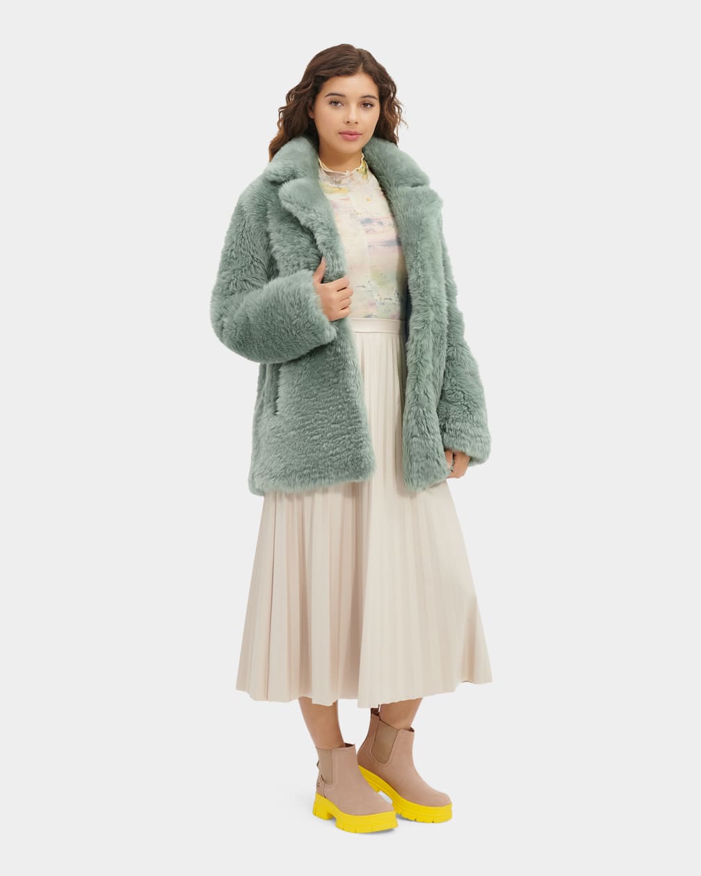 Green Ugg Lianna Shearling Women Coats | 635174-QYZ