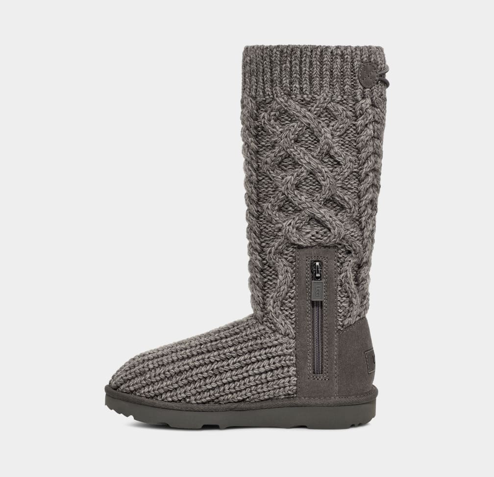 Grey Ugg Classic Cardi Cabled Knit Kids' Boots | 961378-ZSM