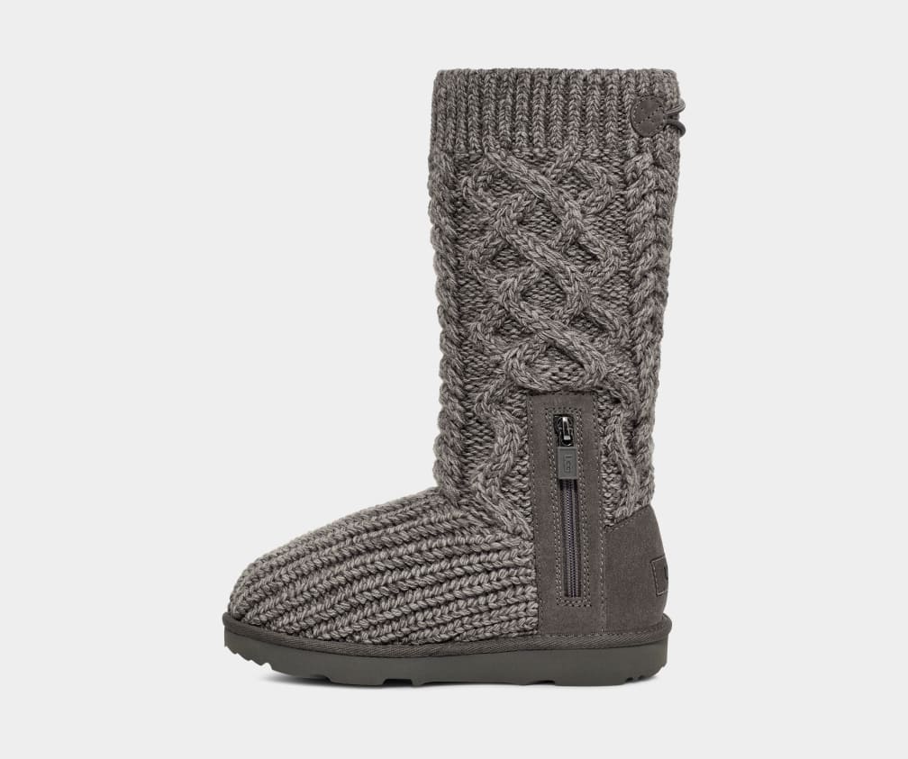 Grey Ugg Classic Cardi Cabled Knit Kids' Boots | 541820-UAT