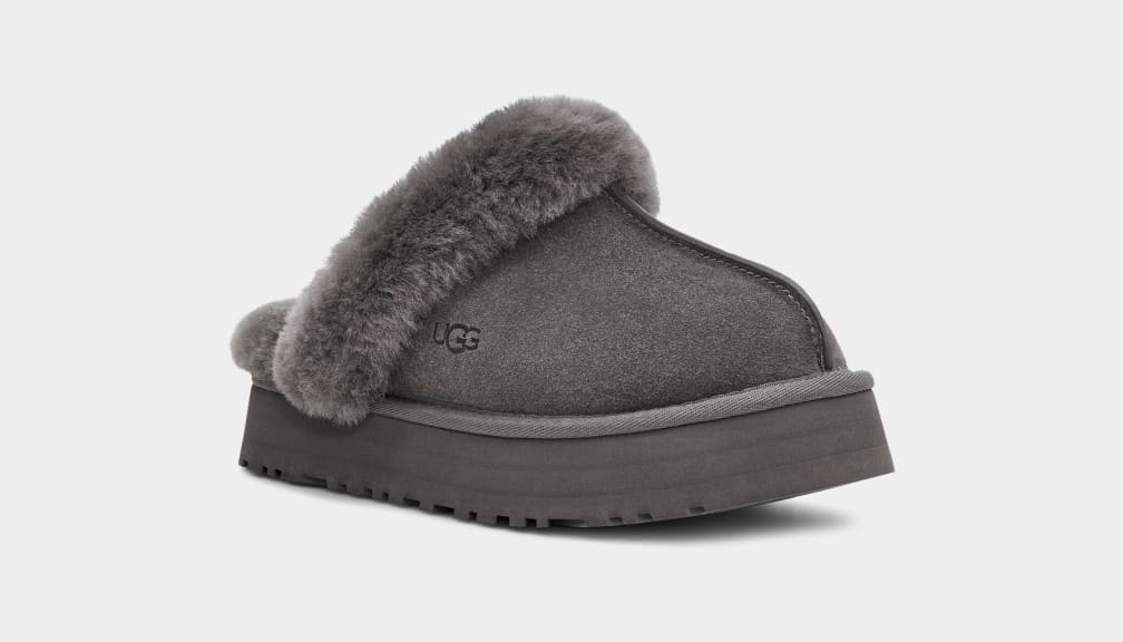 Grey Ugg Disquette Women Slippers | 520346-WKH