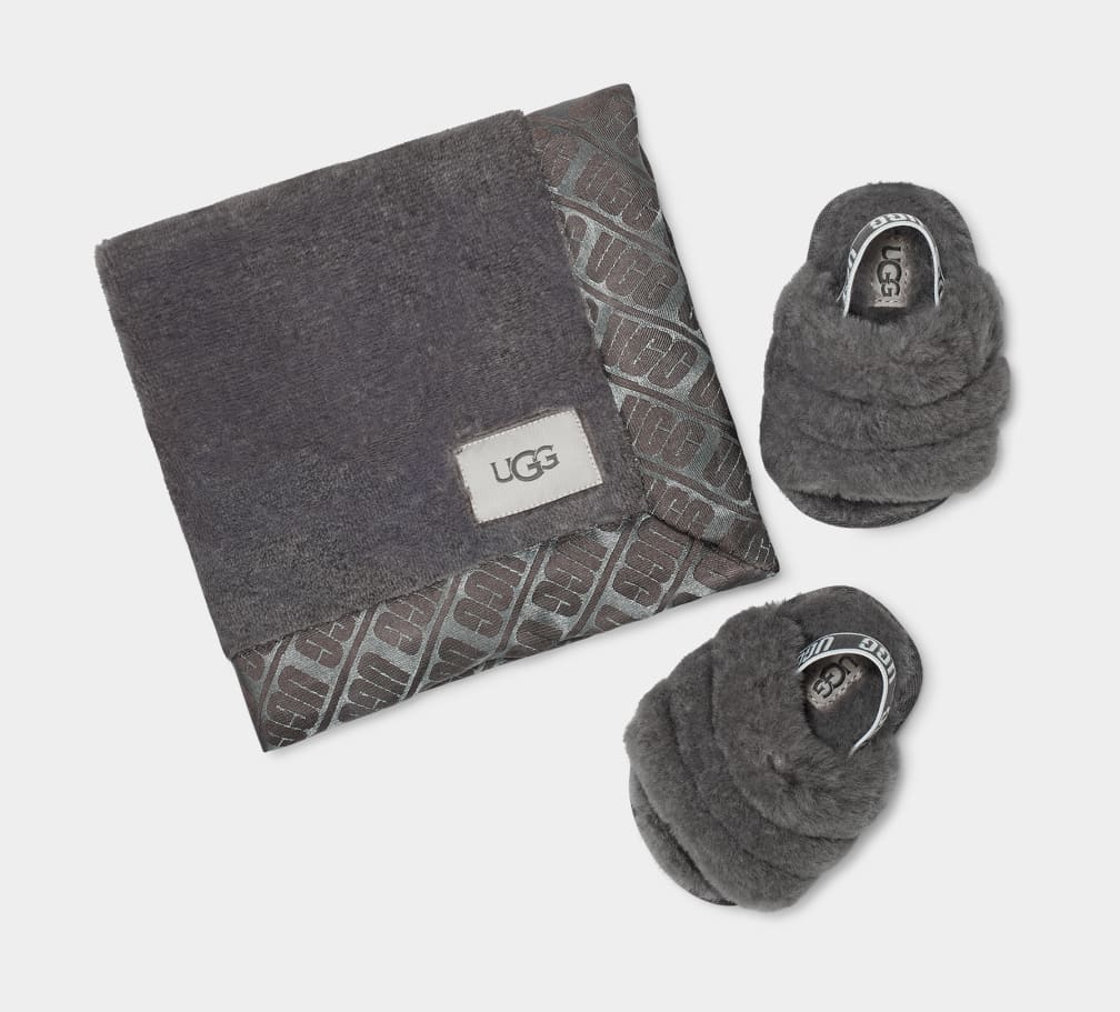 Grey Ugg Fluff Yeah And Lovey Kids' Slippers | 609842-NVQ