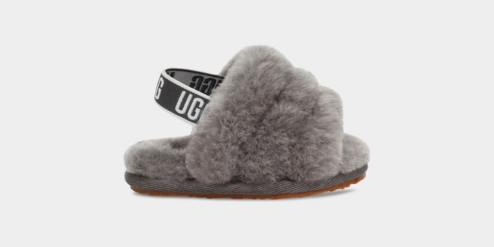 Grey Ugg Fluff Yeah And Lovey Kids' Slippers | 609842-NVQ