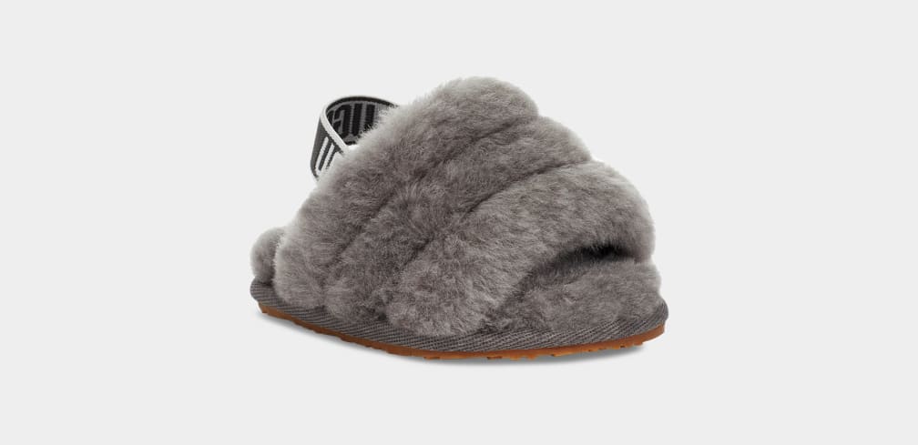 Grey Ugg Fluff Yeah And Lovey Kids' Slippers | 609842-NVQ