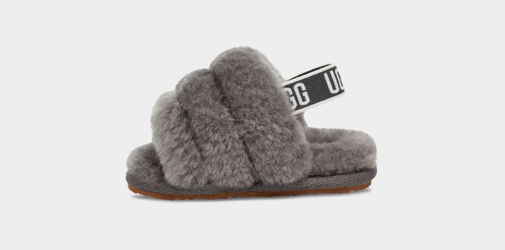 Grey Ugg Fluff Yeah And Lovey Kids' Slippers | 609842-NVQ