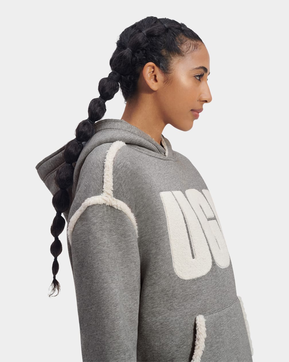 Grey Ugg Joanne B Fleece Logo Women Hoodie | 871340-NED