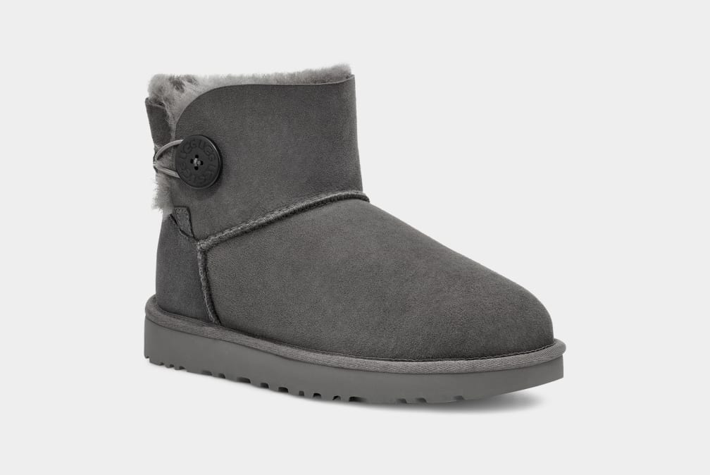 Grey Ugg Mini Bailey Button II Women Boots | 723890-KXV