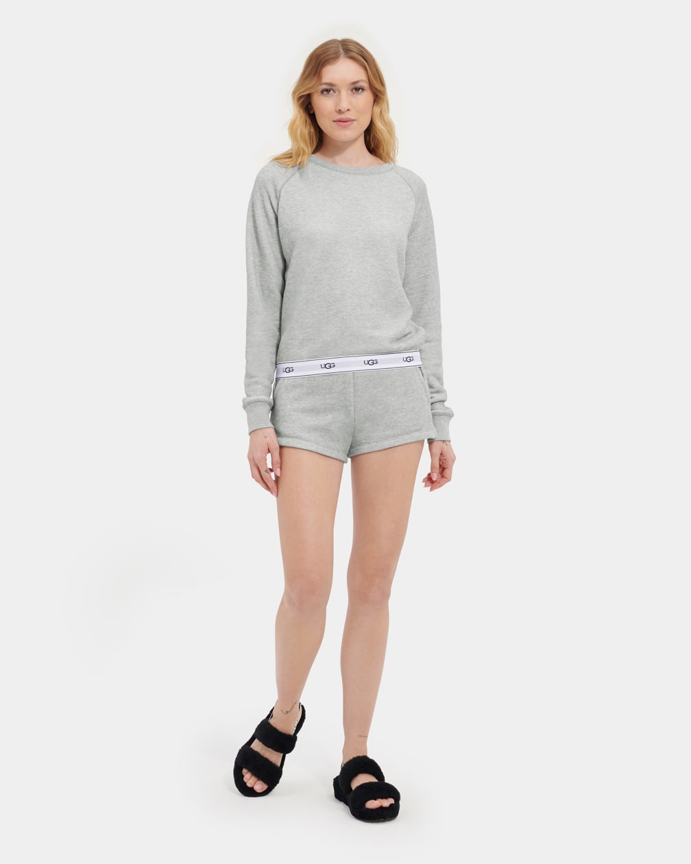 Grey Ugg Nena Crewneck Women Sweatshirt | 841237-RPJ