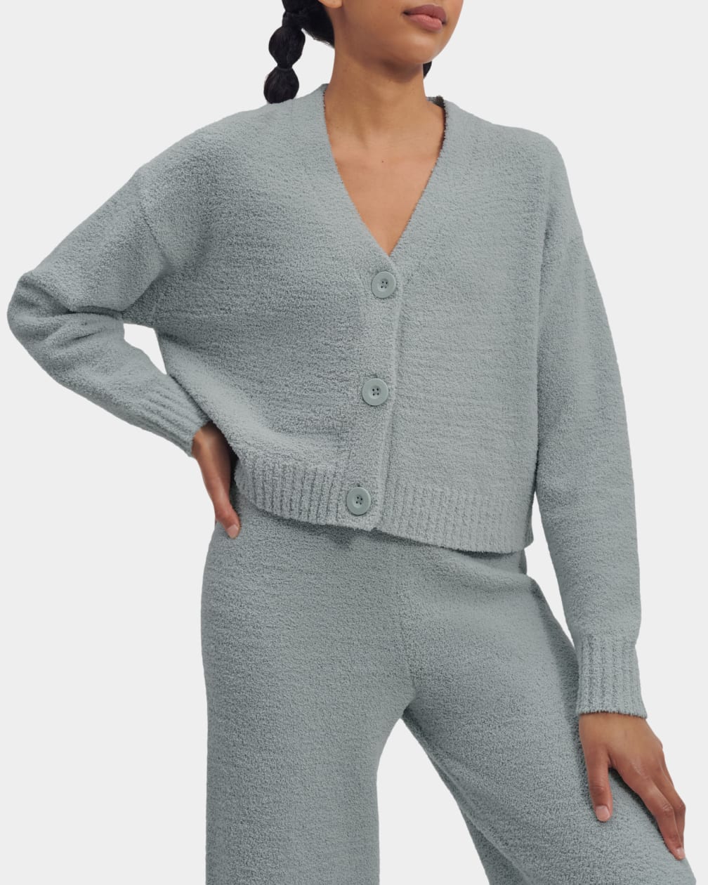 Grey Ugg Nyomi Cropped Women Cardigan | 136857-IJW