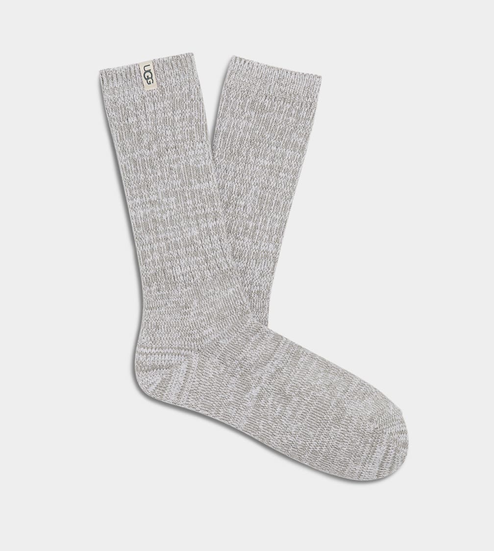 Grey Ugg Rib Knit Slouchy Crew Women Socks | 094761-TXV