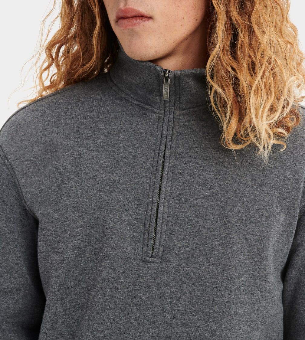 Grey Ugg Zeke Half Zip Pullover Men Sweatshirt | 597204-DAG