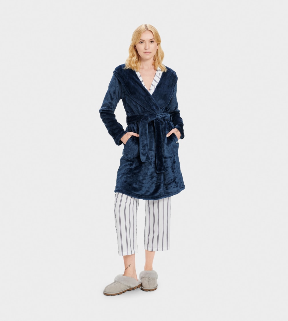 Indigo Ugg Miranda Fleece Robe Women Sleepwear | 492138-MYN