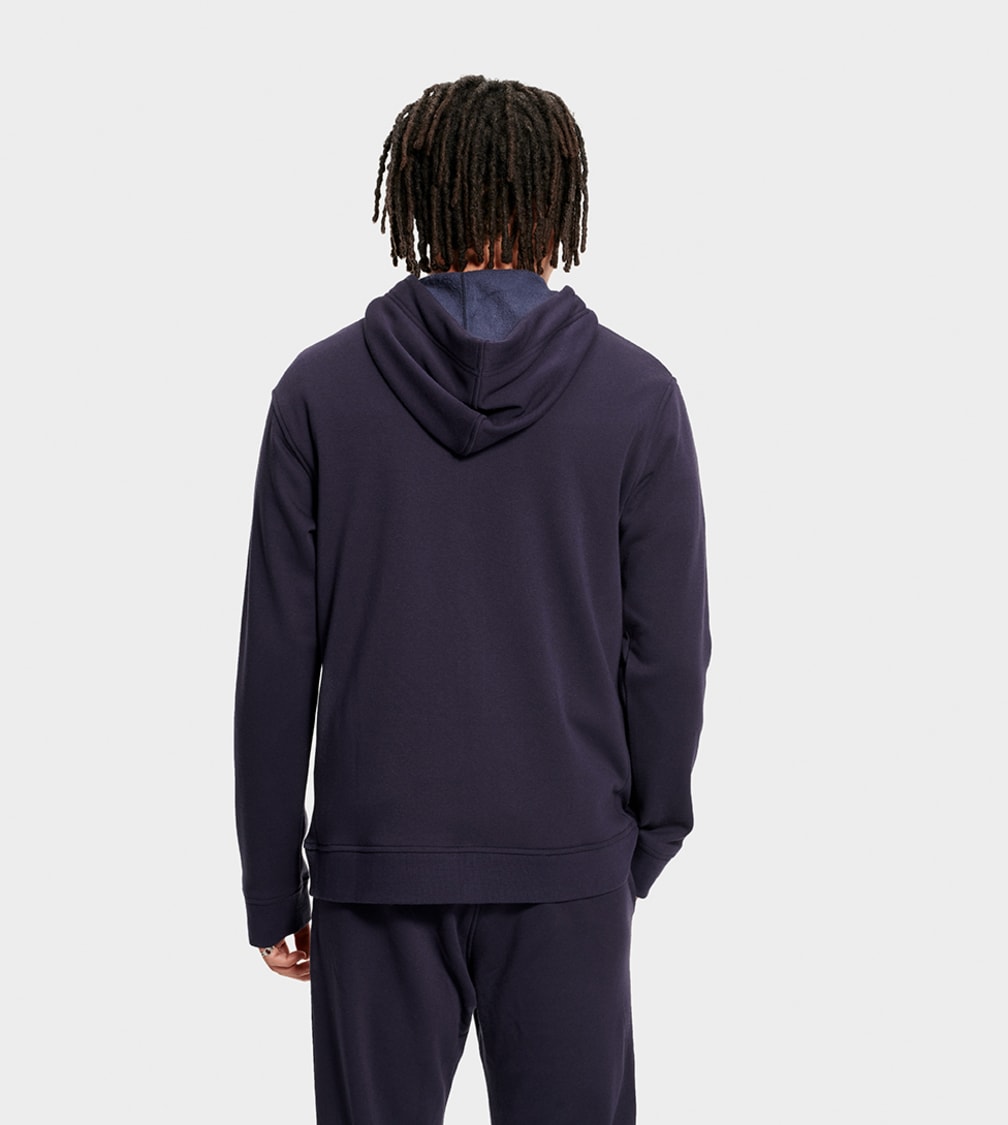 Navy Ugg Gordon Zipped Men Hoodie | 381254-ASW