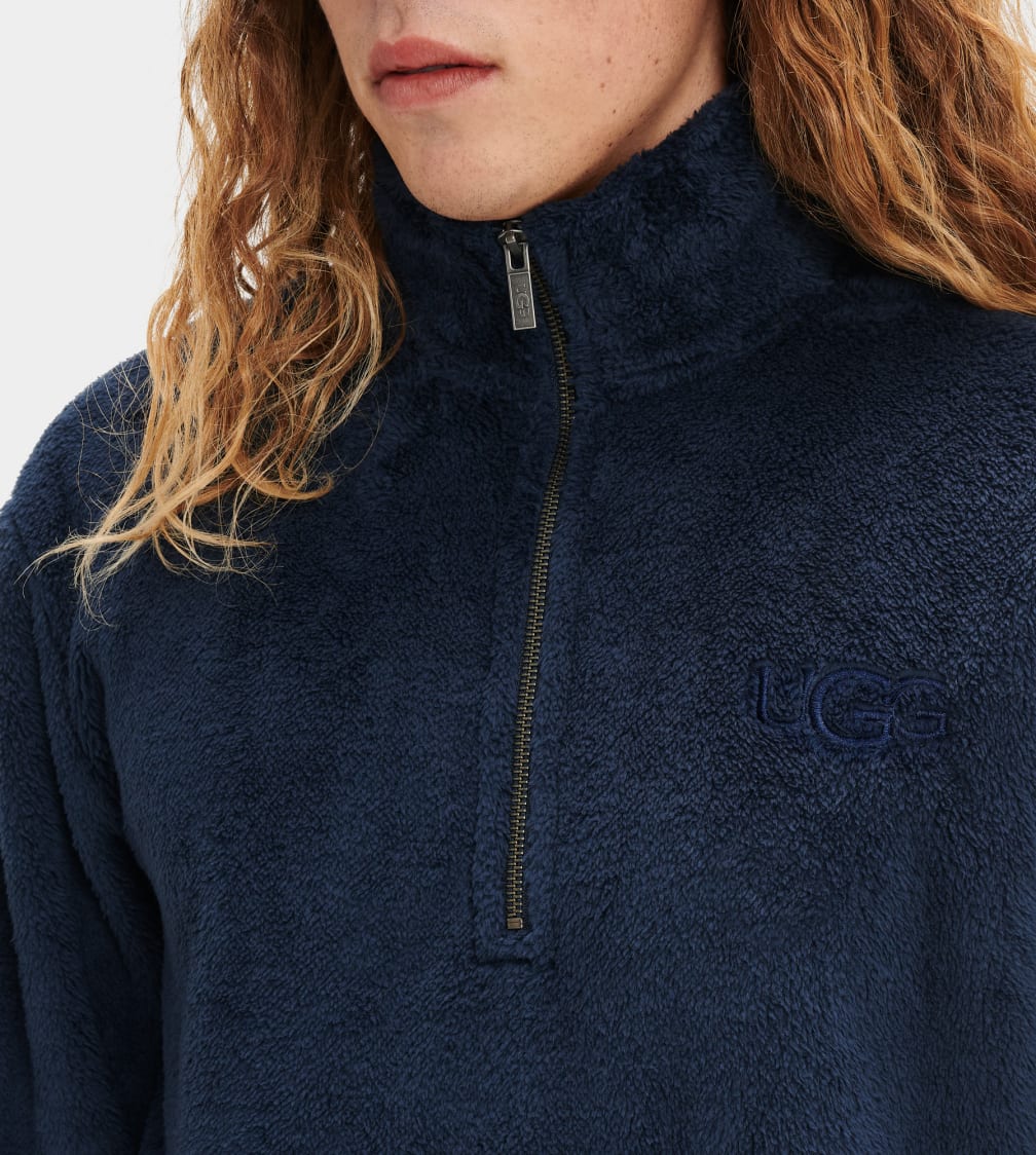 Navy Ugg Zeke Sherpa Men Sweatshirt | 458937-RZS