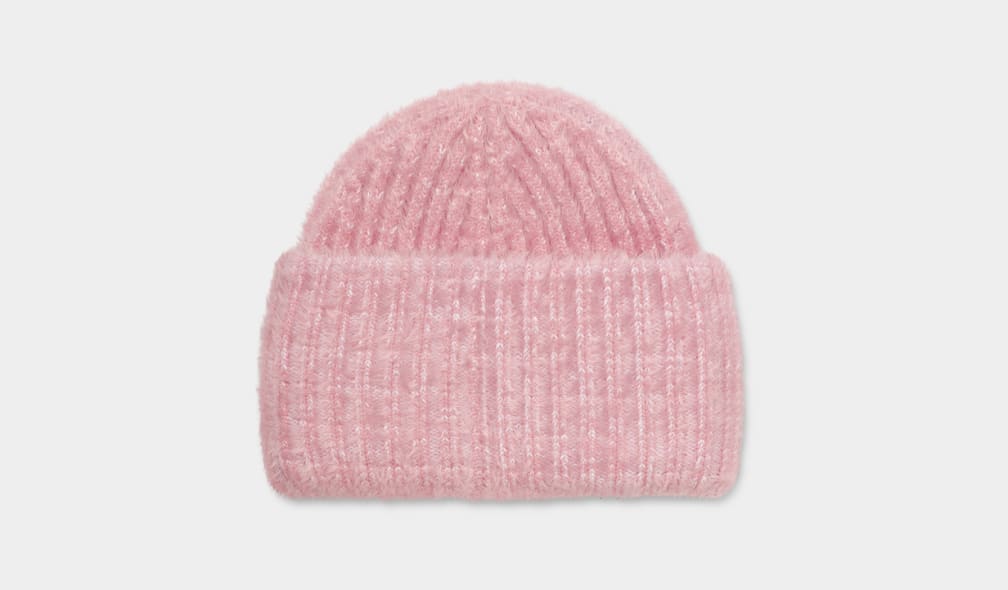 Pink Ugg Chunky Plush Cuff Women Beanie | 508473-QMJ