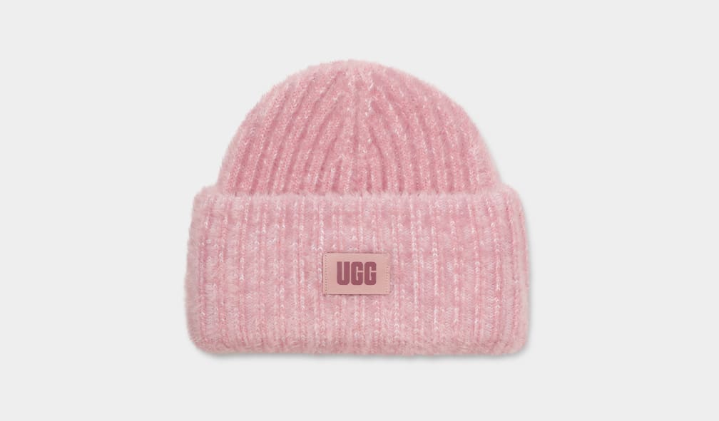 Pink Ugg Chunky Plush Cuff Women Beanie | 508473-QMJ