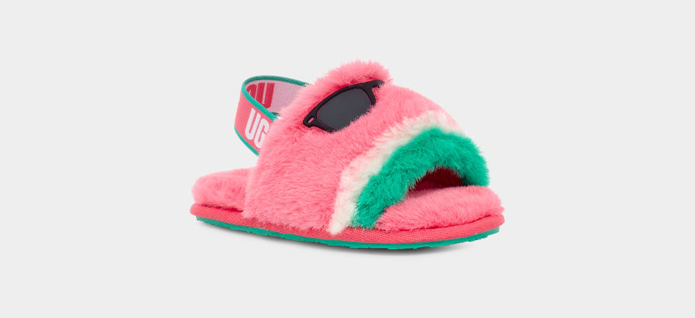 Pink Ugg Fluff Yeah Watermelon Stuffie Kids' Slippers | 738594-EWM