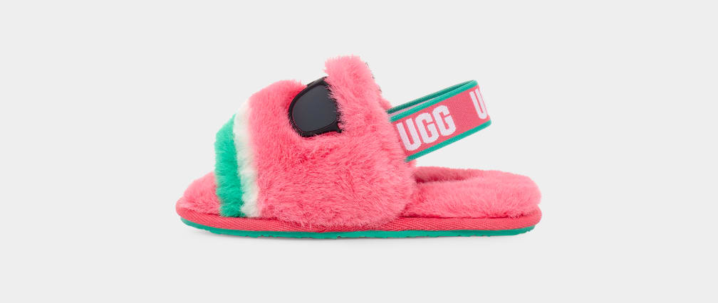 Pink Ugg Fluff Yeah Watermelon Stuffie Kids' Slippers | 738594-EWM