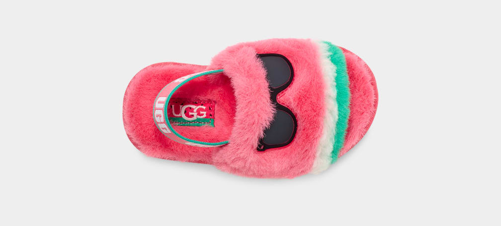 Pink Ugg Fluff Yeah Watermelon Stuffie Kids' Slippers | 738594-EWM