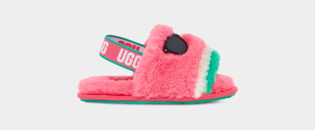 Pink Ugg Fluff Yeah Watermelon Stuffie Kids\' Slippers | 738594-EWM