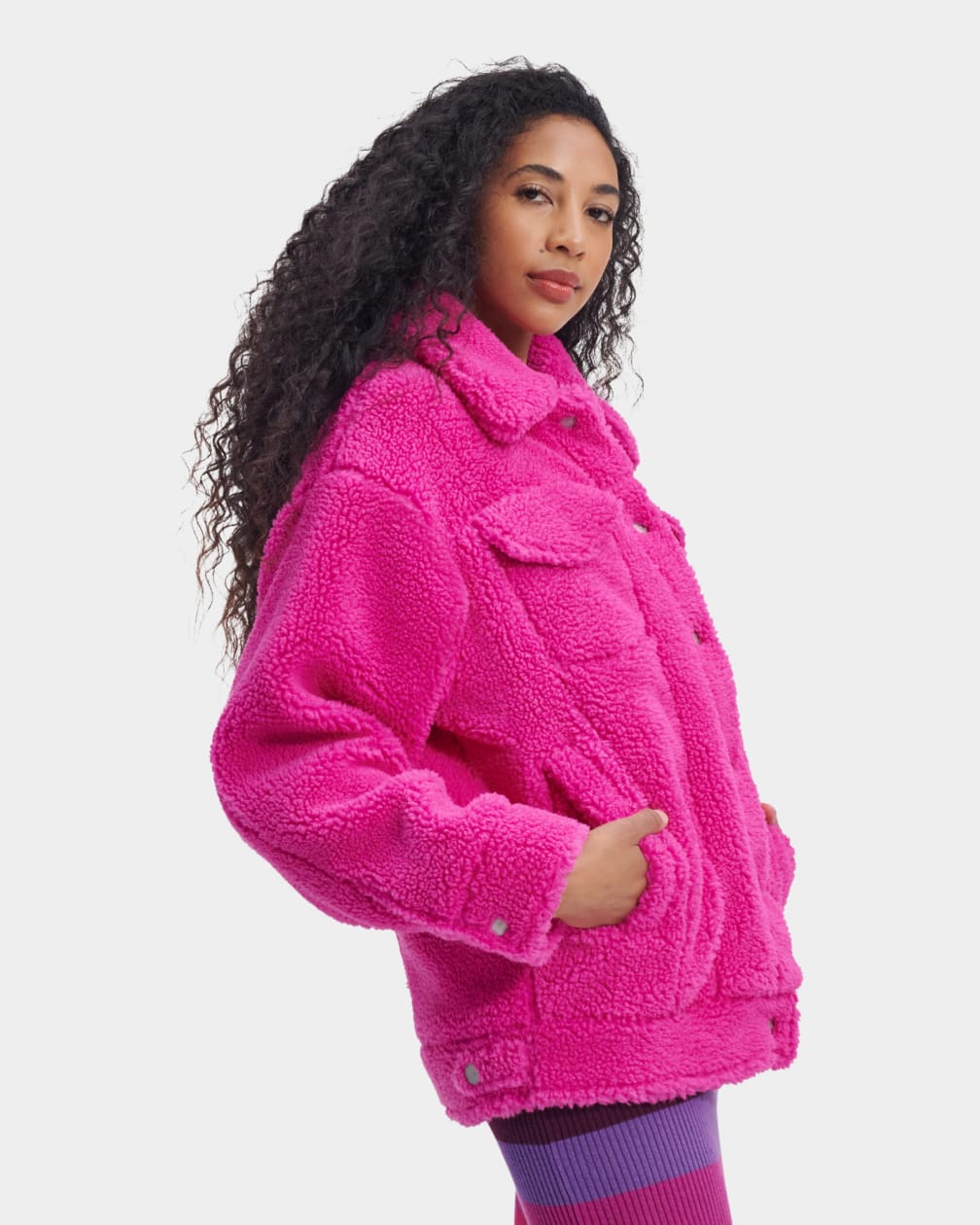 Pink Ugg Frankie Sherpa Trucker Women Jackets | 721548-AHO