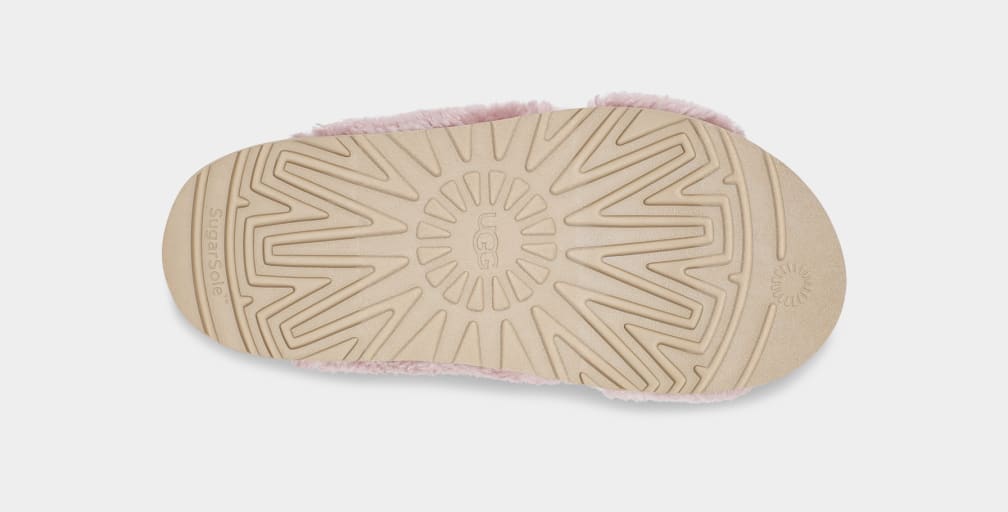 Pink Ugg Fuzz Sugar Cross Women Slippers | 146092-HGS