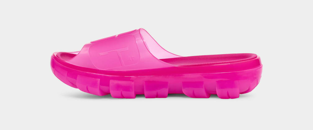 Pink Ugg Jella Clear Women Slides | 370546-CSA