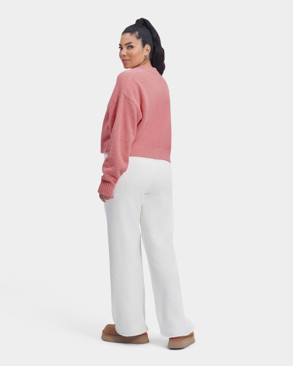 Pink Ugg Nyomi Cropped Women Cardigan | 973612-TFW