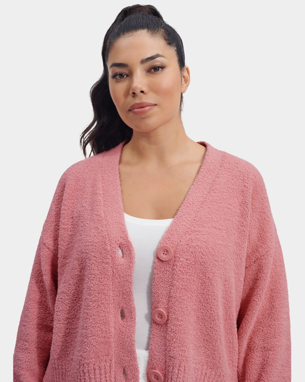 Pink Ugg Nyomi Cropped Women Cardigan | 973612-TFW