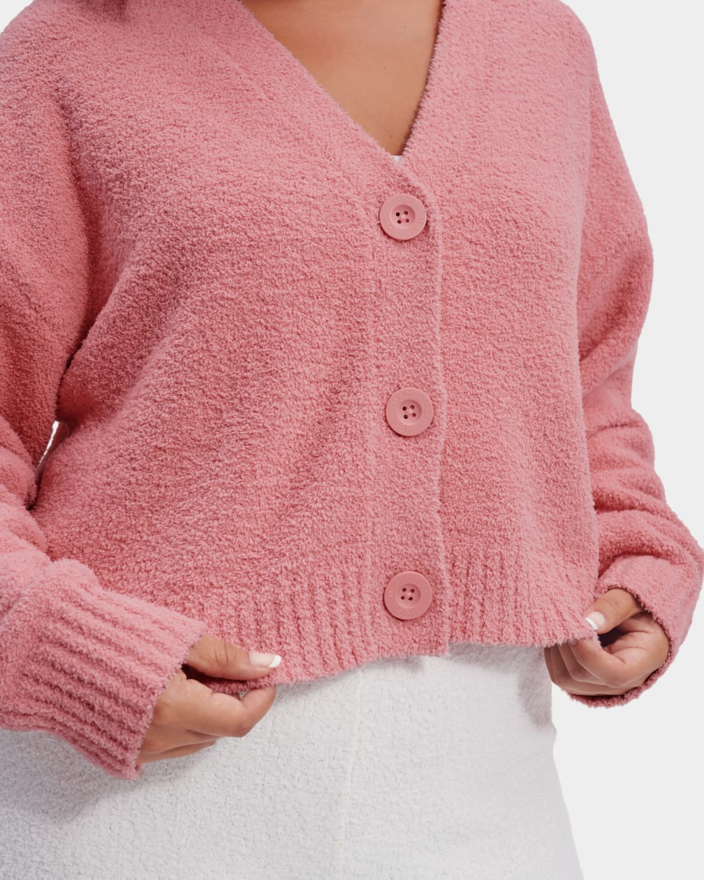 Pink Ugg Nyomi Cropped Women Cardigan | 973612-TFW