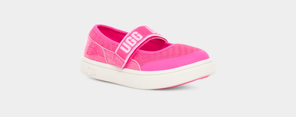 Pink Ugg Rennon Skimmer Glitter Kids' Sneakers | 240719-XLV