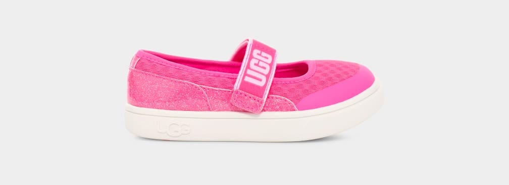 Pink Ugg Rennon Skimmer Glitter Kids\' Sneakers | 240719-XLV