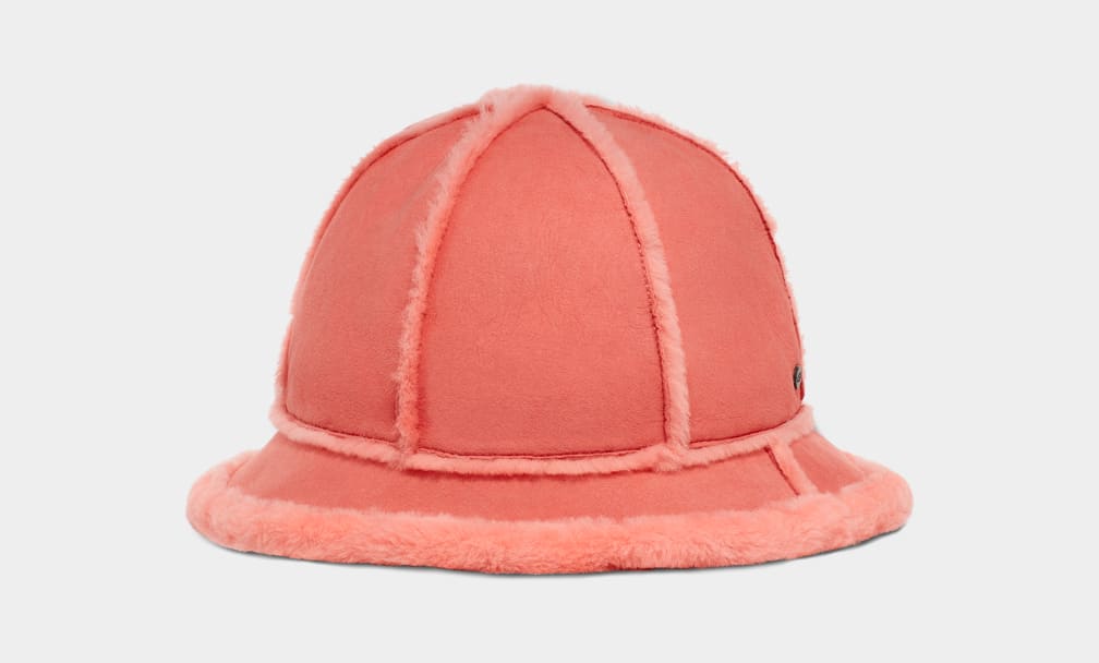 Pink Ugg Sheepskin Spillseam Bucket Women Hats | 318092-KNW