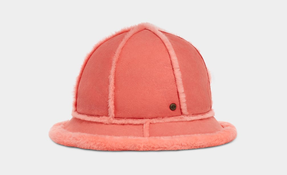 Pink Ugg Sheepskin Spillseam Bucket Women Hats | 318092-KNW