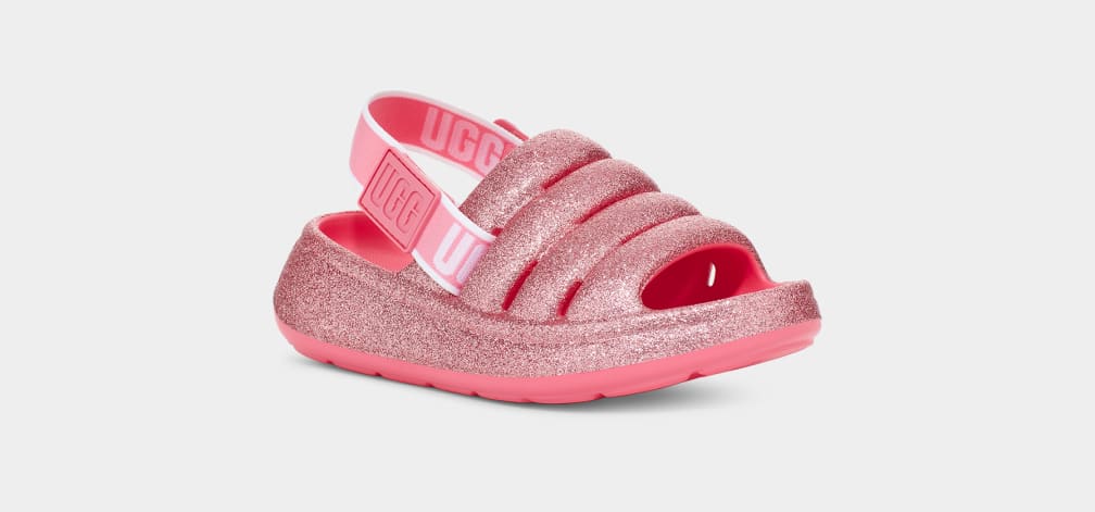 Pink Ugg Sport Yeah Glitter Kids' Sandals | 697581-ADK