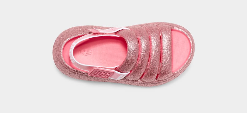 Pink Ugg Sport Yeah Glitter Kids' Sandals | 697581-ADK