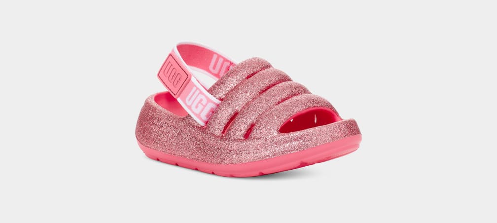 Pink Ugg Sport Yeah Glitter Kids' Sandals | 569182-MOS