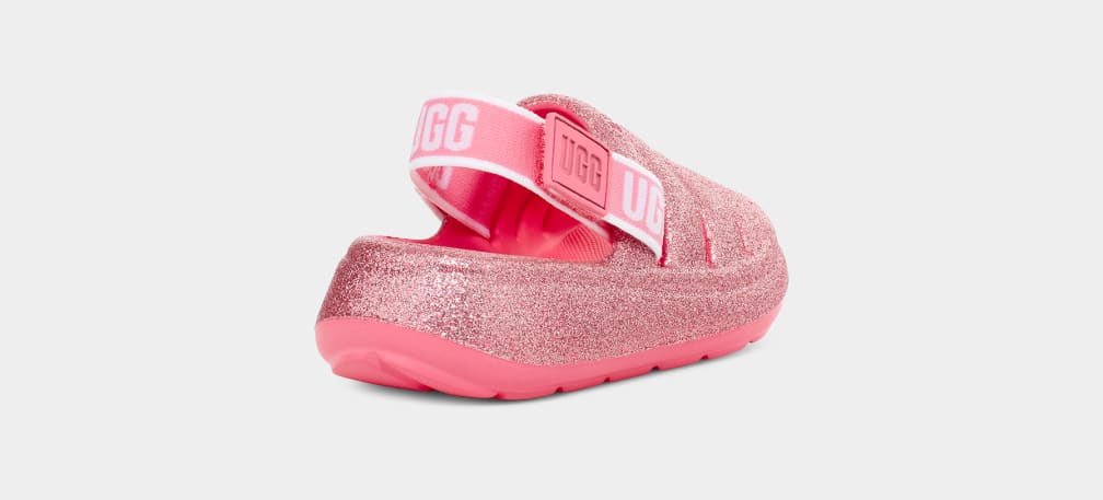 Pink Ugg Sport Yeah Glitter Kids' Sandals | 569182-MOS