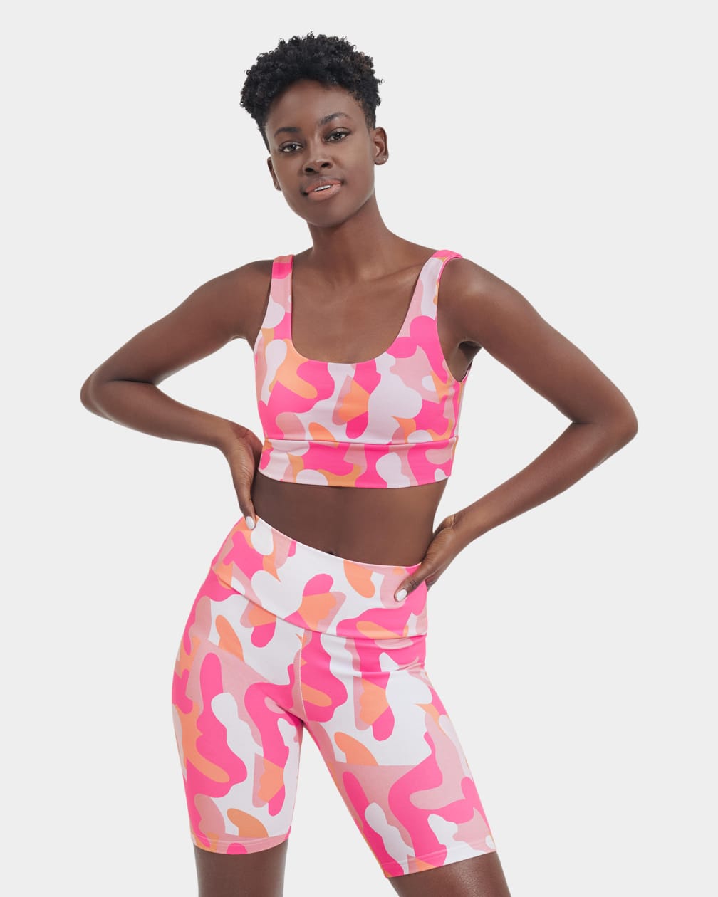 Pink Ugg Zayley Bralette Camo Print Women Tops | 578209-KEU