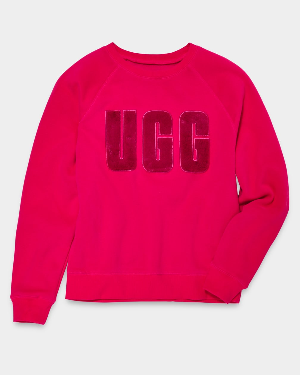 Pink / Dark Red Ugg Madeline Fuzzy Logo Crewneck Women Sweatshirt | 796180-FAP