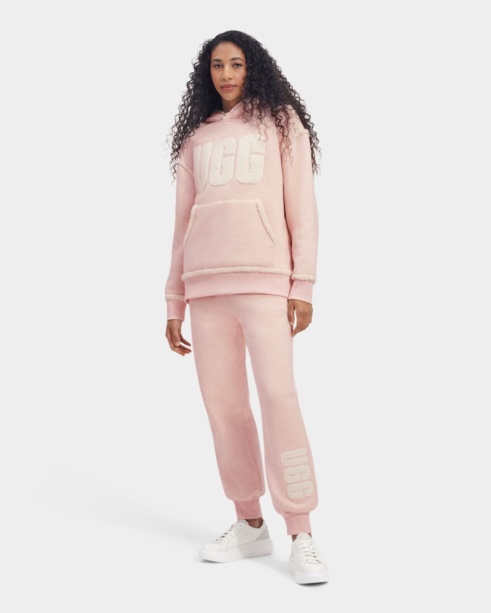 Pink / White Ugg Daylin Bonded Fleece Logo Women Sweatpants | 367240-VDH