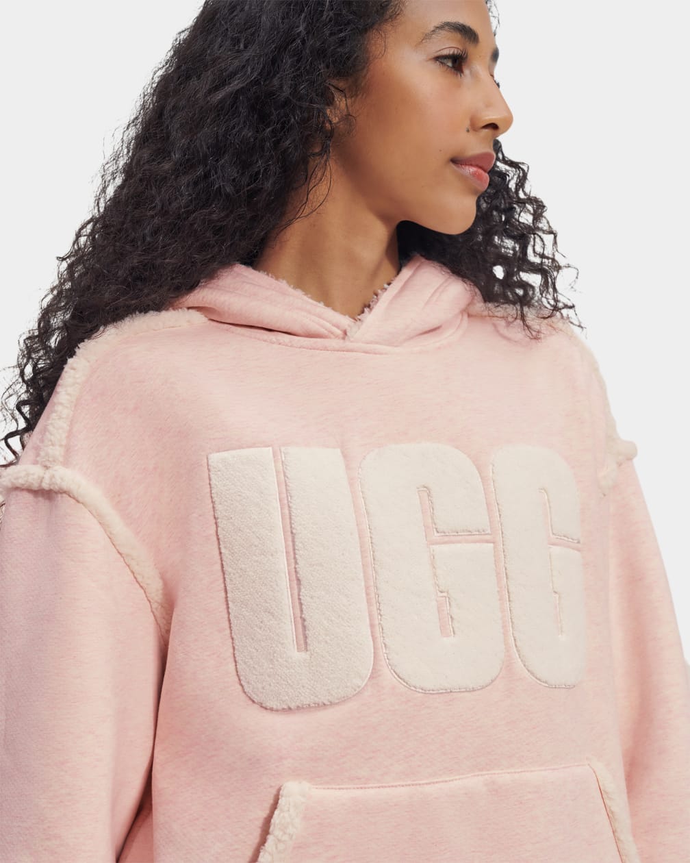 Pink / White Ugg Joanne B Fleece Logo Women Hoodie | 043629-ESZ