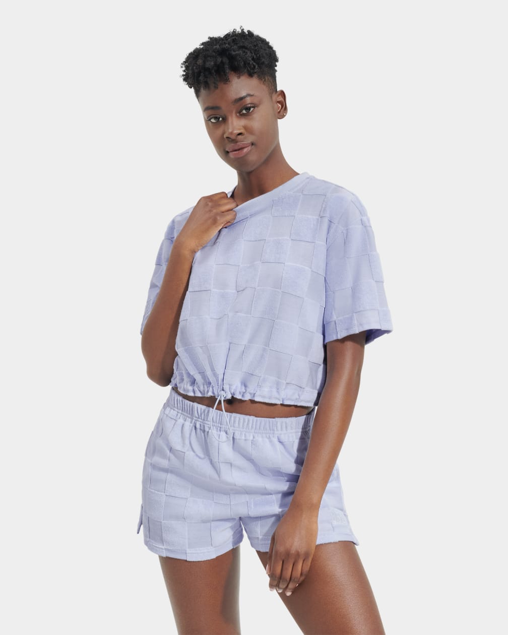 Purple Ugg Teagin Sleeve Check Women Tops | 839724-HVJ