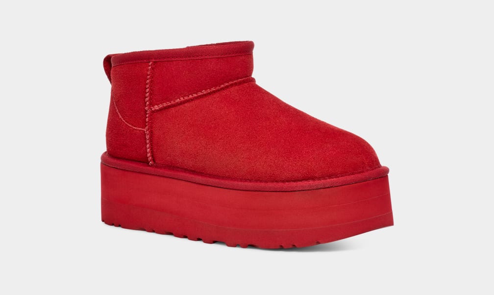 Red Ugg Classic Ultra Mini Women Platform Boots | 480236-BTX