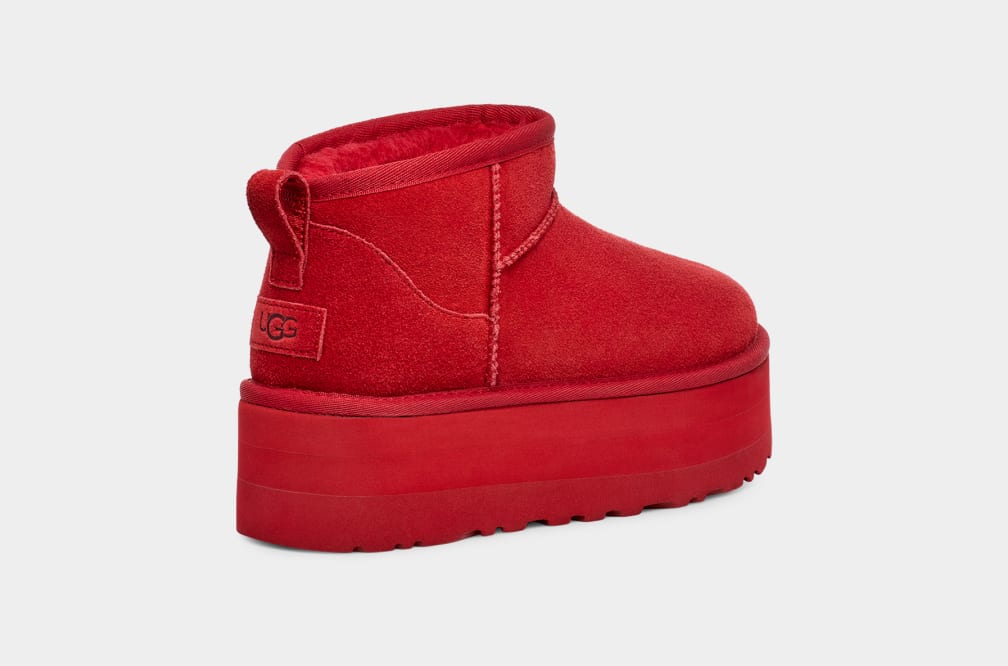 Red Ugg Classic Ultra Mini Women Platform Boots | 480236-BTX