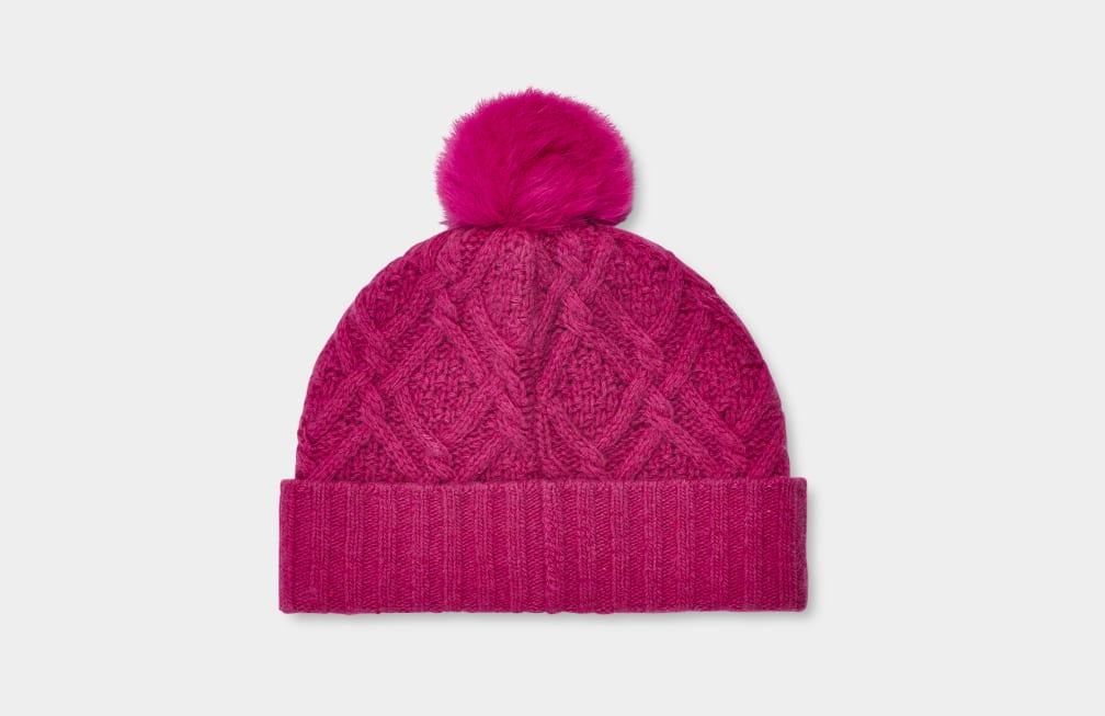 Red Ugg Desmond Cable Knit Pom Women Hats | 532761-UAZ