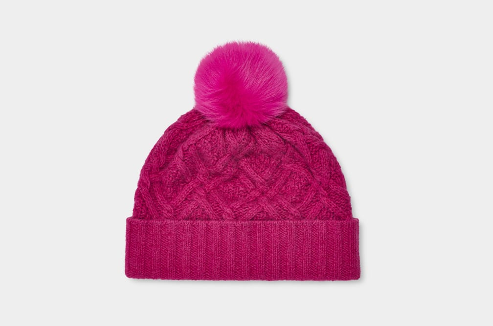 Red Ugg Desmond Cable Knit Pom Women Hats | 532761-UAZ