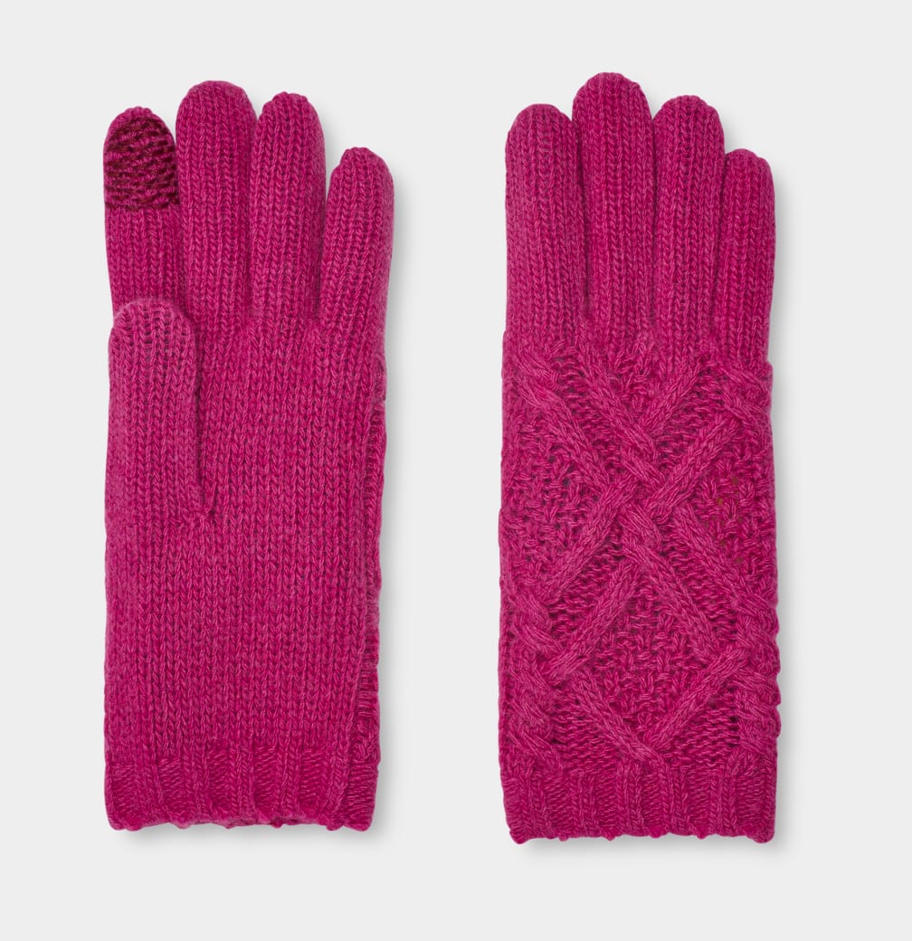 Red Ugg Desmond Cable Knit Women Gloves | 534296-MTW