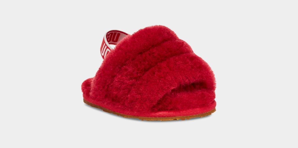 Red Ugg Fluff Yeah And Lovey Kids' Slippers | 843596-QNE