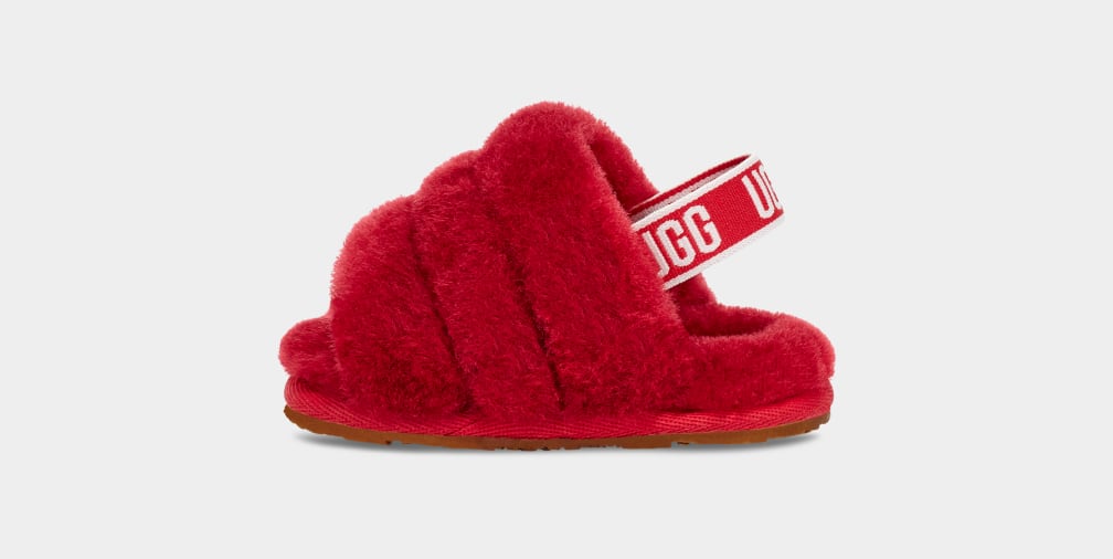 Red Ugg Fluff Yeah And Lovey Kids' Slippers | 843596-QNE